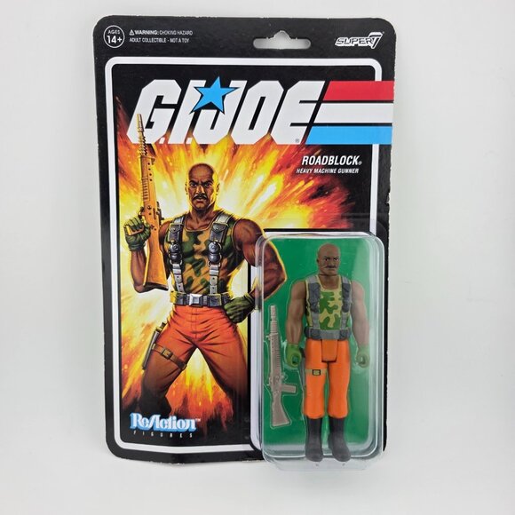 2021 Hasbro GI Joe - Super7 Roadblock Heavy Machine Gunner Reaction Figures New - Picture 1 of 7